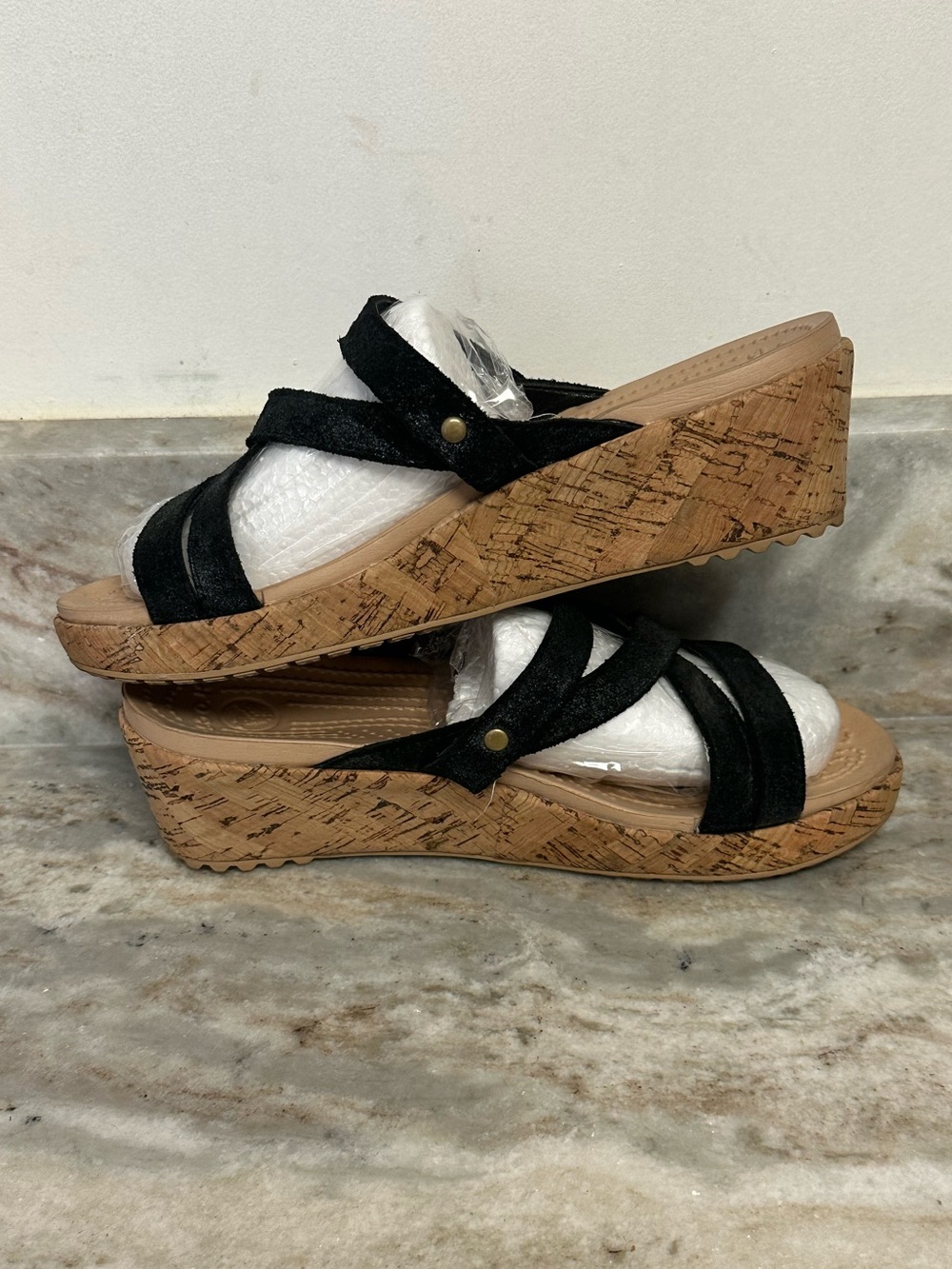 Crocs A-Leigh Strappy Cork Wedge Sandal - Picture 6 of 8